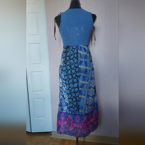 Coastal Cowgirl Dress Fringe Patchwork Boho Midi Mario Serrani Festival Read - Picture 4 of 14